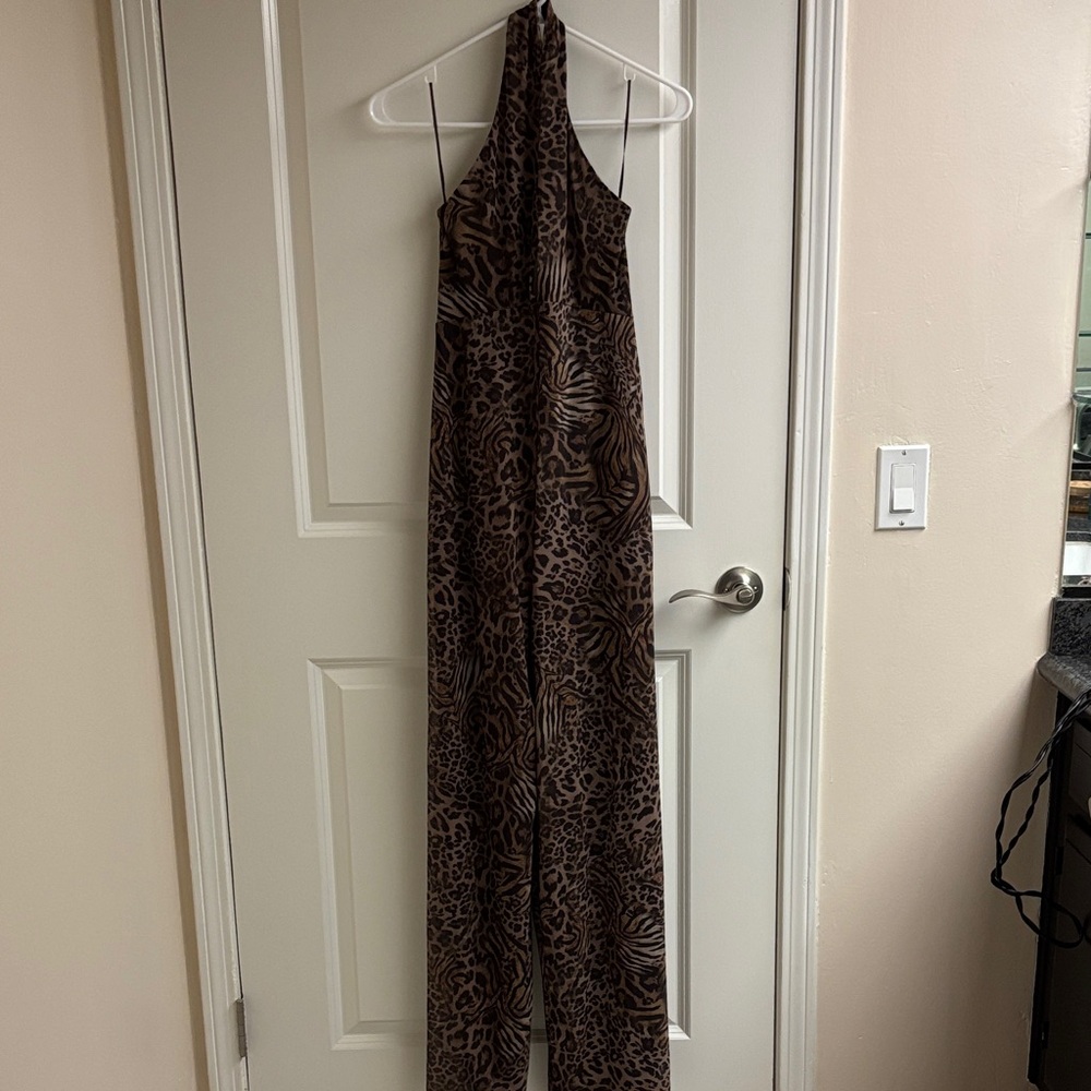 Animal print tulle halter jumpsuit - Picture 6 of 7
